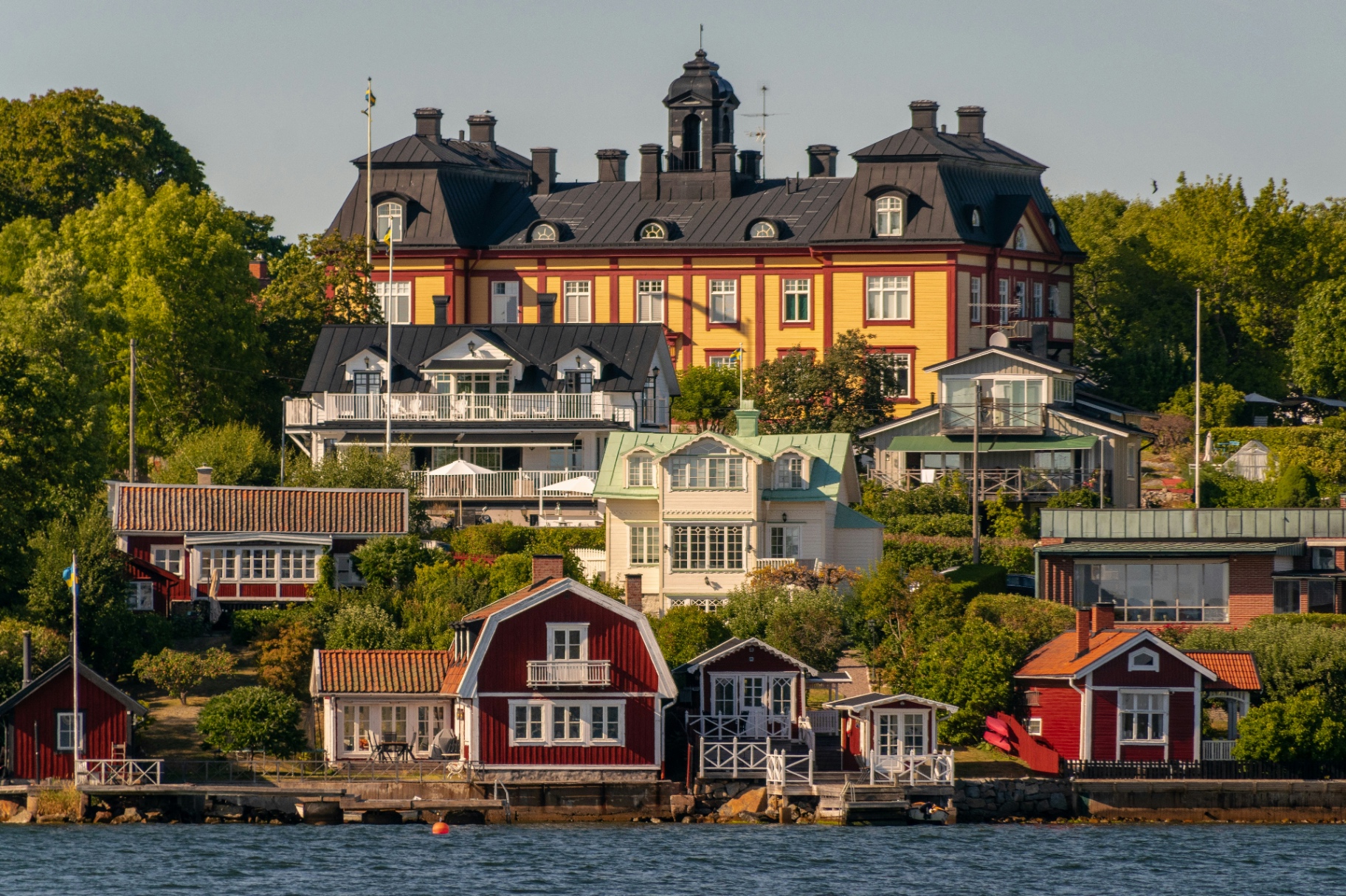 Stockholm archipelago houses seen from Monark